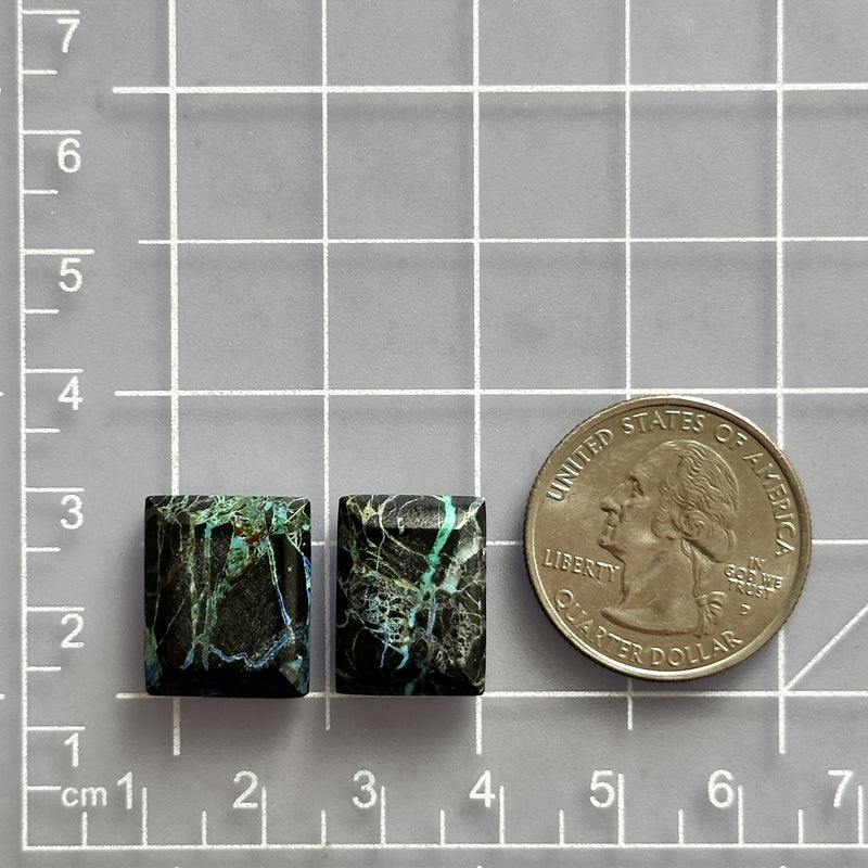 Small Ocean Blue Square Blue Moon Turquoise, Set of 2 Dimensions