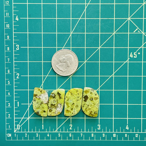 Large Lime Green Freeform Green Opal, Set of 4 Dimensions