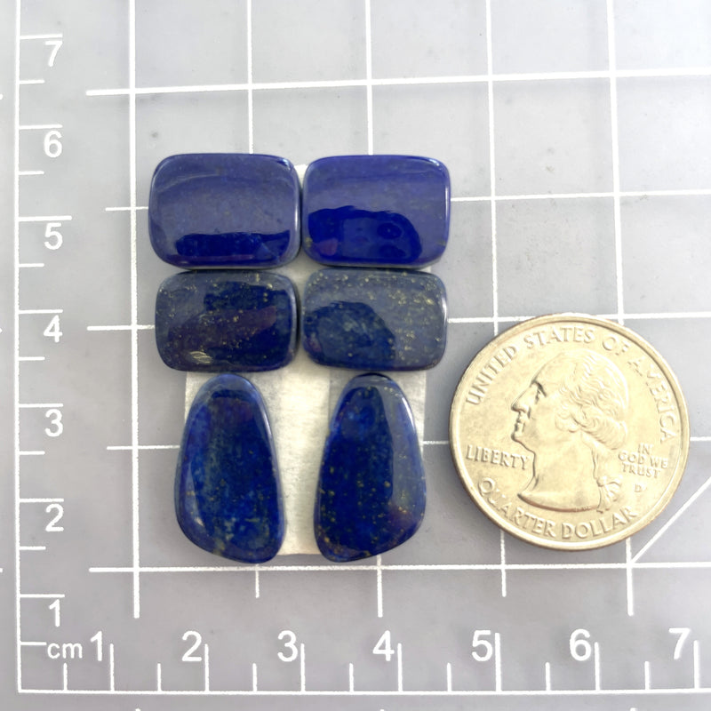 Medium Deep Blue Mixed Lapis Lazuli, Set of 6 Dimensions