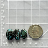 Medium Ocean Blue Oval Blue Moon Turquoise, Set of 3 Dimensions
