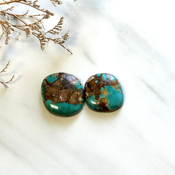 Large Deep Green Freeform Royston Turquoise, Set of 2 Background