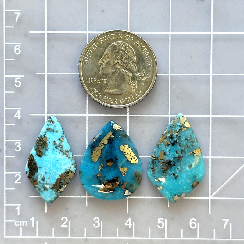 Large Sky Blue Mixed Ithaca Peak Turquoise, Set of 3 Dimensions