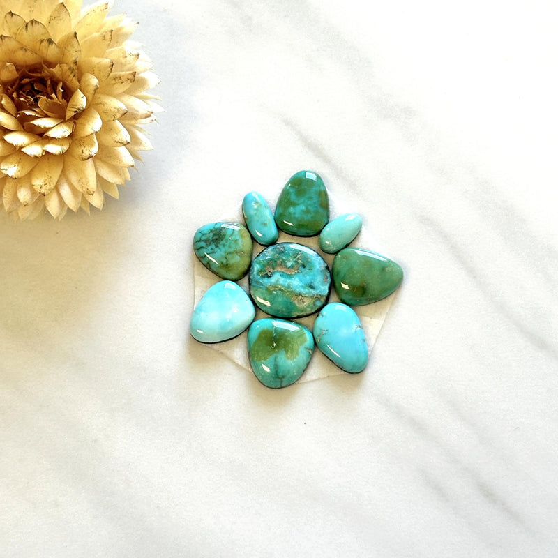 Small Sea Green Mixed Lone Mountain Turquoise, Set of 9 Background