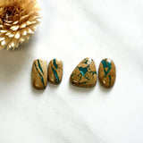 Medium Deep Green Mixed Royston Turquoise, Set of 4 Background