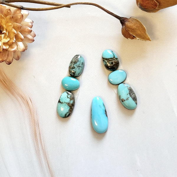 Small Sky Blue Freeform Mixed Turquoise, Set of 7 Background