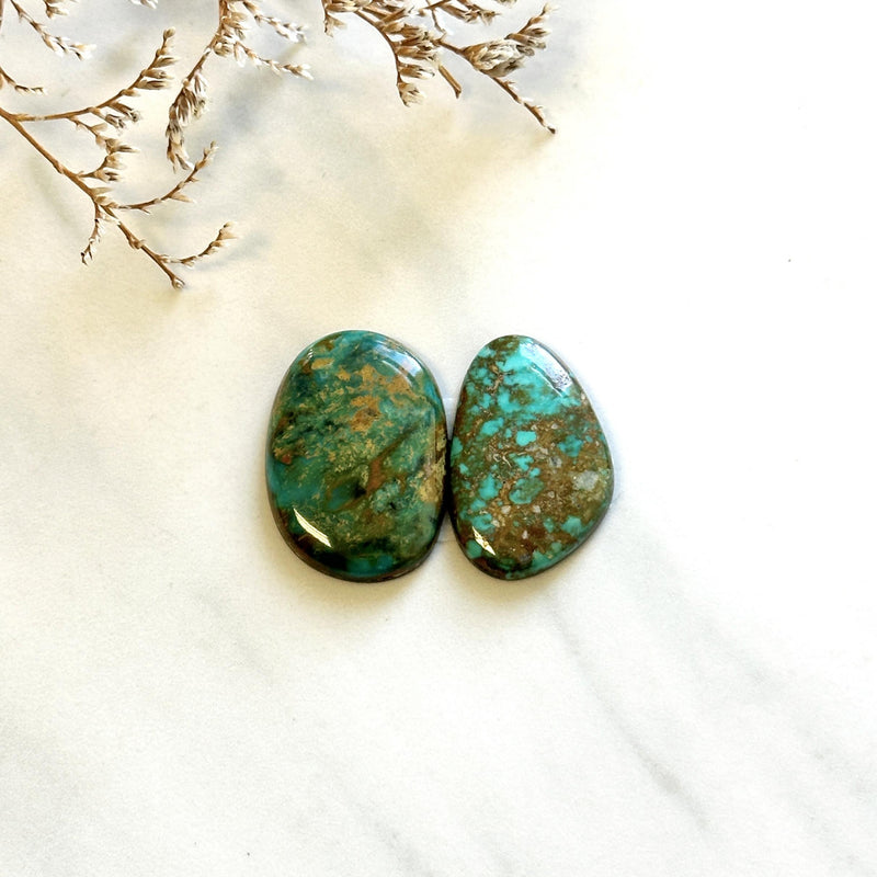 Medium Sea Green Freeform Lone Mountain Turquoise, Set of 2 Background