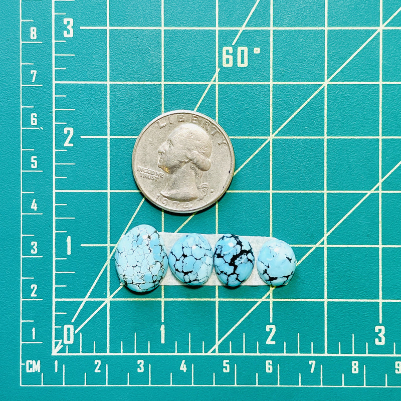 Small Sky Blue Mixed Blue Moon Turquoise, Set of 4 Dimensions