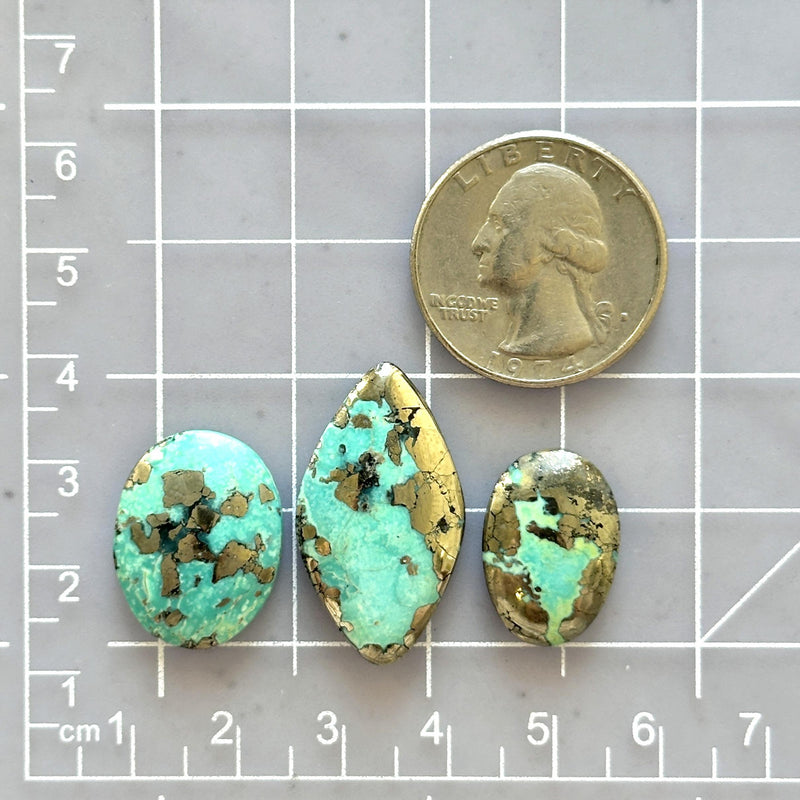 Medium Sky Blue Mixed Ithaca Peak Turquoise, Set of 3 Dimensions