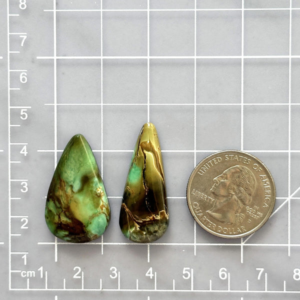 Large Sea Green Teardrop Crescent Lake Variscite, Set of 2 Dimensions