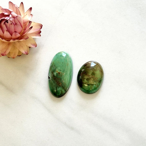 Large Sea Green Mixed Crescent Lake Variscite, Set of 2 Background