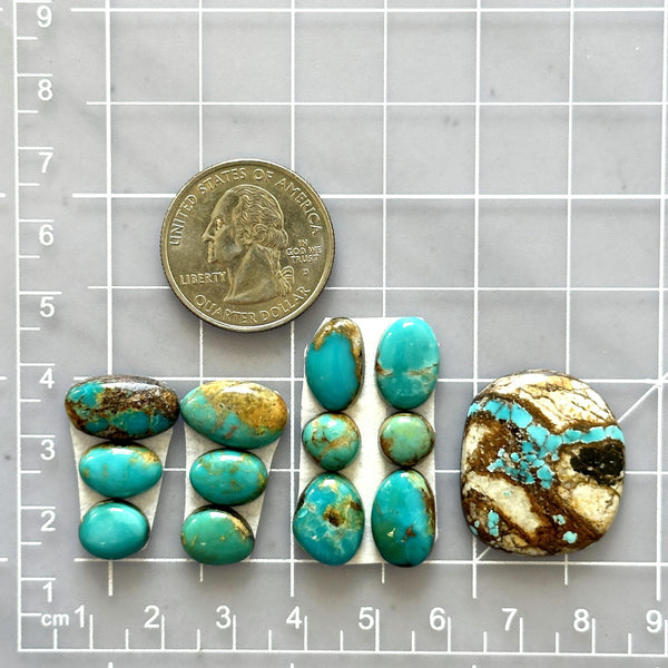 Small Mixed Mixed Royston Turquoise, Set of 13 Dimensions