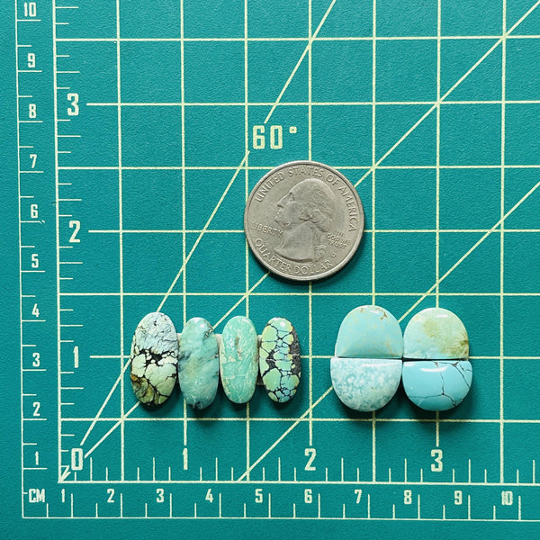 Medium Mixed Mixed Mixed Turquoise, Set of 8 Dimensions