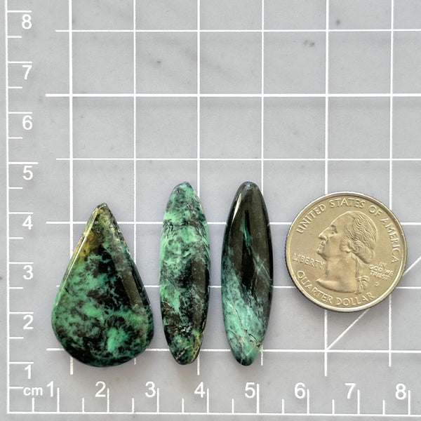 Large Deep Blue Mixed Crescent Lake Variscite, Set of 3 Dimensions