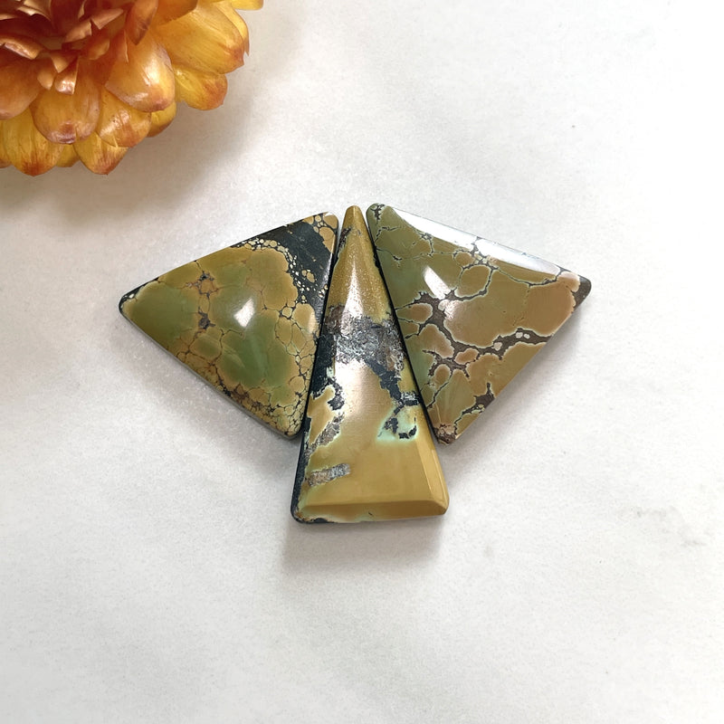 Medium Earth Brown Triangle Treasure Mountain Turquoise, Set of 3 Background