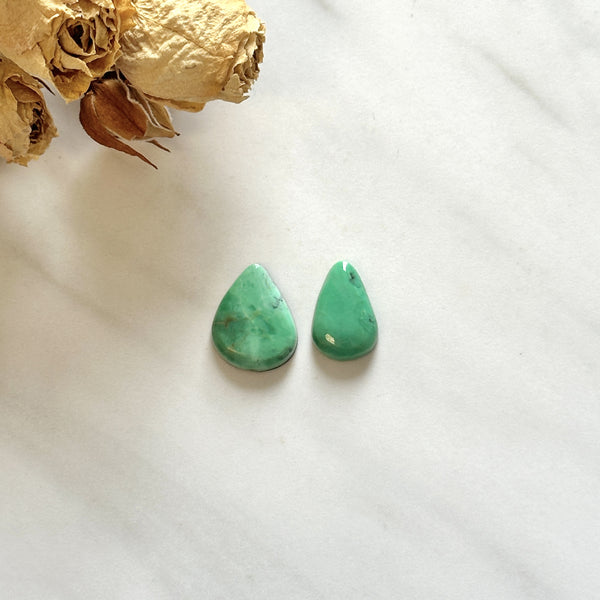 Small Mint Green Teardrop Lucid Variscite, Set of 2 Background