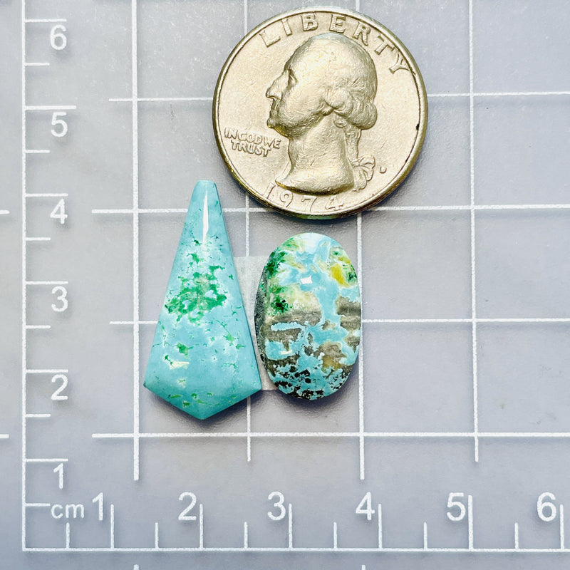 Large Sky Blue Mixed Sand Hill Turquoise, Set of 2 Dimensions