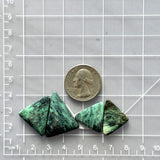 Medium Deep Green Triangle Crescent Lake Variscite, Set of 4 Dimensions