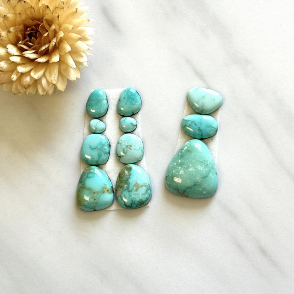 Small Mint Green Mixed Lone Mountain Turquoise, Set of 11 Background