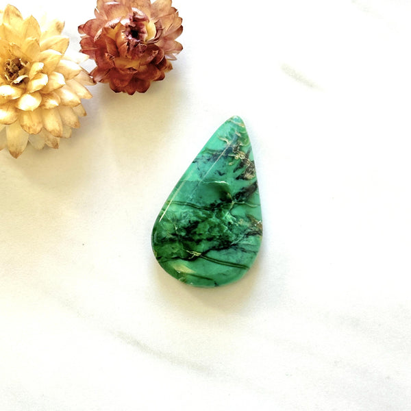 Large Sea Green Teardrop Crescent Lake Variscite Background