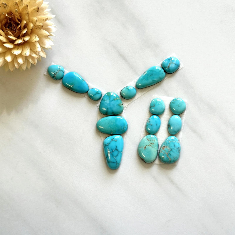 Small Sky Blue Mixed Lone Mountain Turquoise, Set of 15 Background