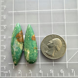 Large Deep Green Mixed Crescent Lake Variscite, Set of 2 Dimensions