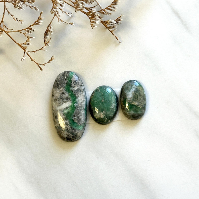 Large Sea Green Mixed Broken Arrow Variscite, Set of 3 Background