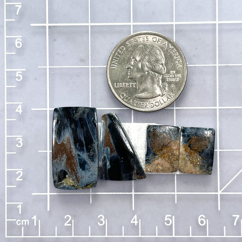 Large Deep Blue Mixed Pietersite Quartz, Set of 4 Dimensions