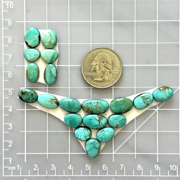 Small Mixed Mixed Mixed Turquoise, Set of 19 Dimensions