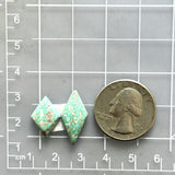 Small Faint Green Diamond Namtso Lake Turquoise, Set of 2 Dimensions