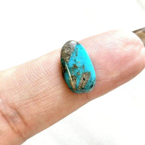 Small Sky Blue Oval Bisbee Turquoise Background