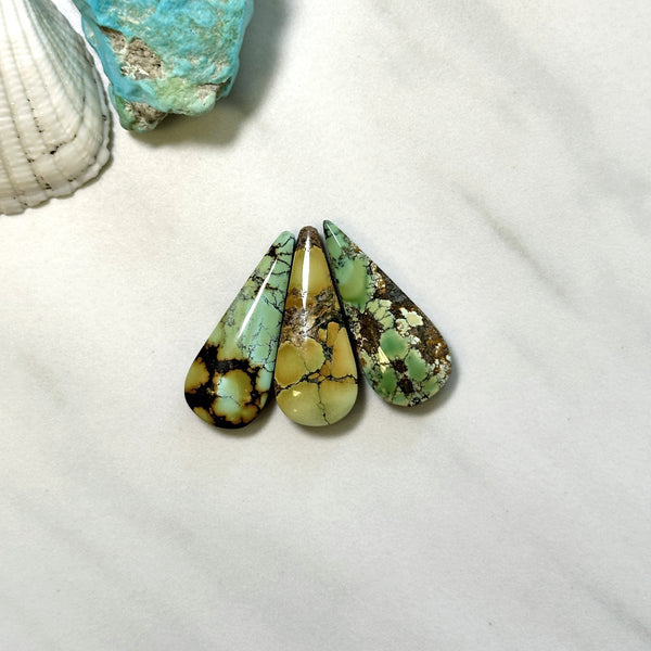 Medium Mixed Teardrop Mixed Turquoise, Set of 3 Background