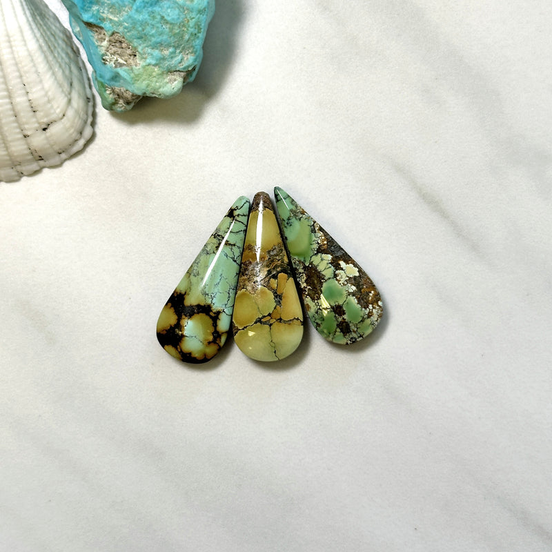 Medium Mixed Teardrop Mixed Turquoise, Set of 3 Background