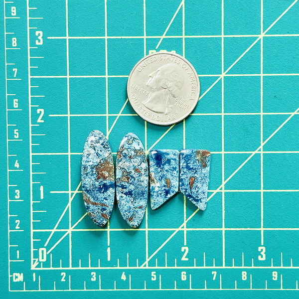 Large Ocean Blue Mixed Shattuckite, Set of 4 Dimensions