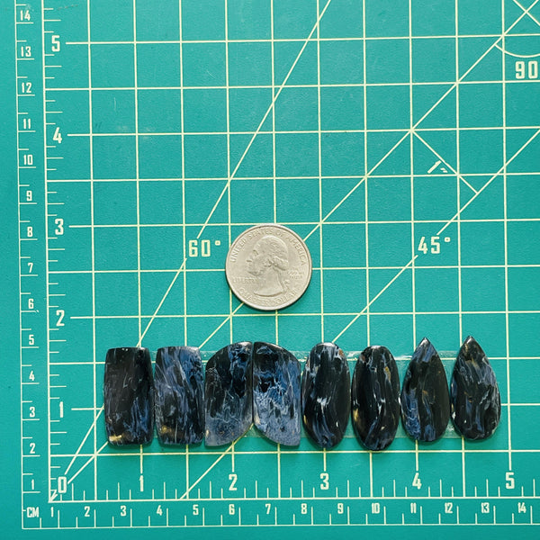 Large Deep Blue Mixed Shattuckite, Set of 8 Dimensions