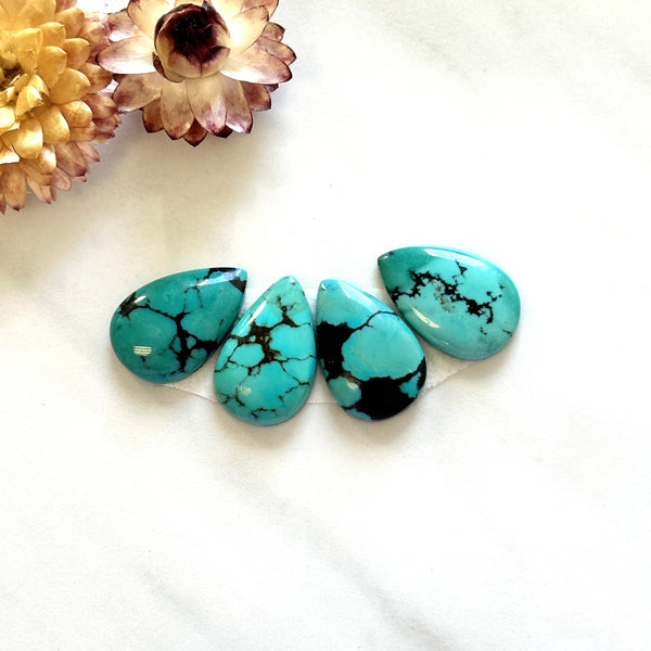 Medium Sea Green Teardrop Yungai Turquoise, Set of 4 Background