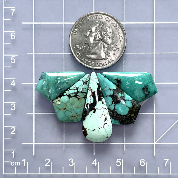 Medium Mixed Mixed Mixed Turquoise, Set of 5 Dimensions