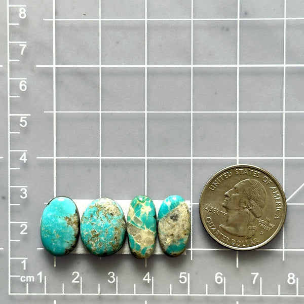 Small Sky Blue Oval Number 8 Turquoise, Set of 4 Dimensions