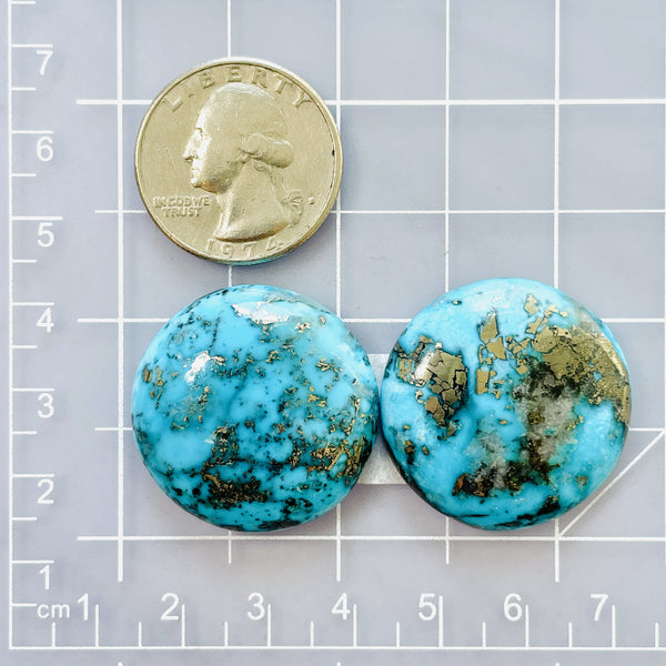 Large Sky Blue Round Ithaca Peak Turquoise, Set of 2 Dimensions