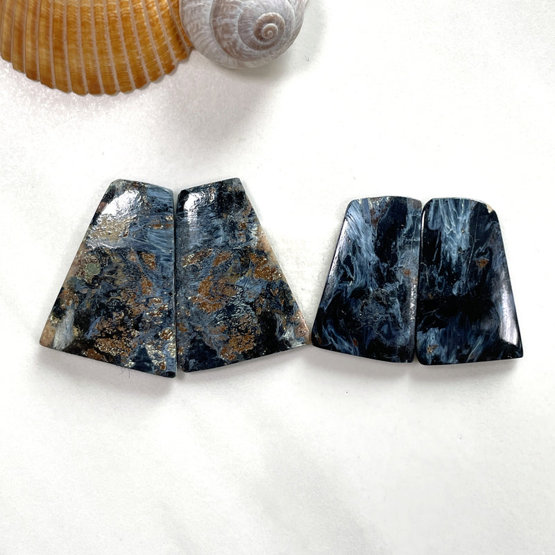 Medium Deep Blue Trapezoid Pietersite Quartz, Set of 4 Background