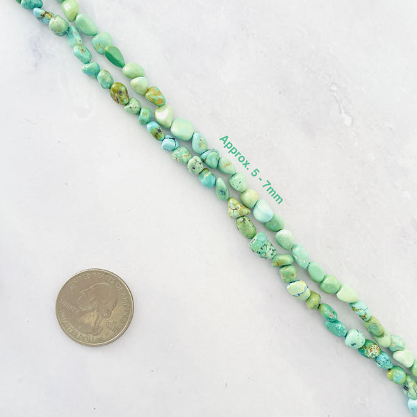 Faint Green Treasure Mountain Turquoise Nugget Beads