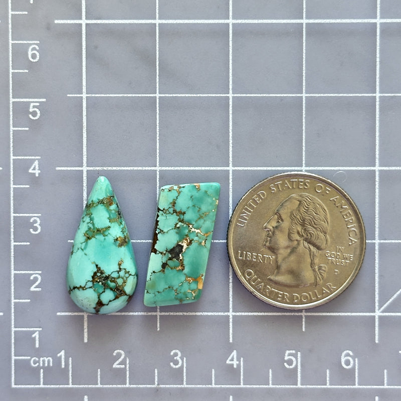 Large Mint Green Mixed Namtso Lake Turquoise, Set of 2 Dimensions