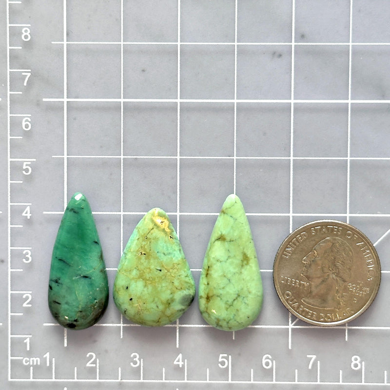 Large Mixed Teardrop Crescent Lake Variscite, Set of 3 Dimensions