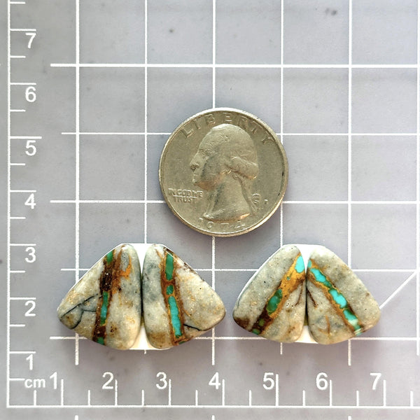 Small Sky Blue Triangle Royston Turquoise, Set of 4 Dimensions