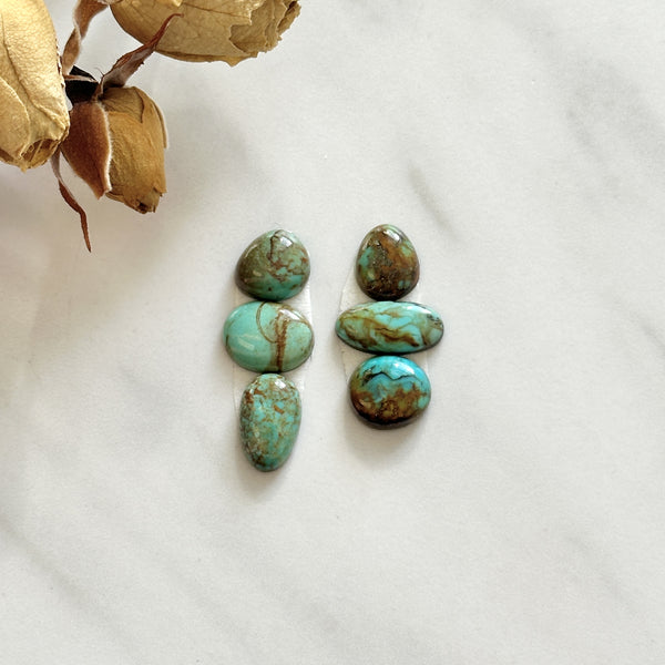 Small Mint Green Mixed Tyrone Turquoise, Set of 6 Background