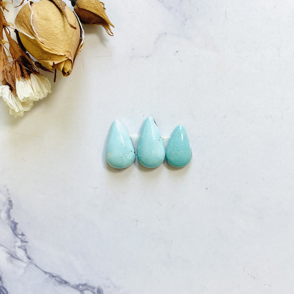 Small Sky Blue Teardrop Lone Mountain Turquoise, Set of 3 Background