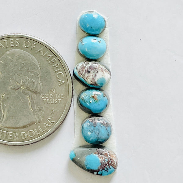 Small Sky Blue Freeform Bisbee Turquoise, Set of 6 Dimensions