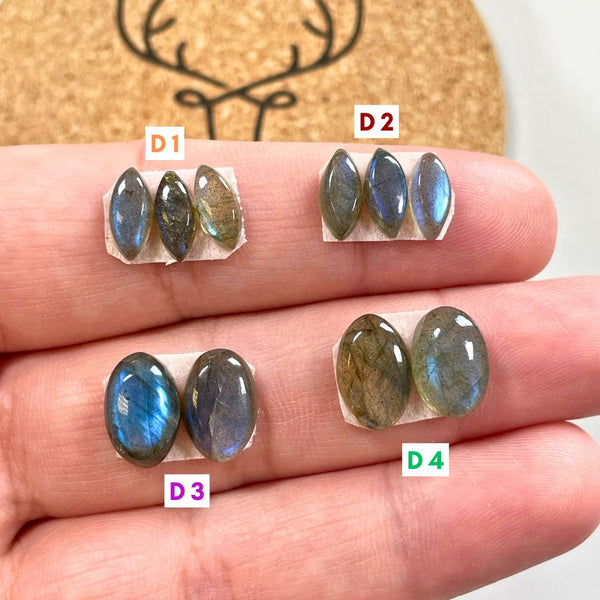 4. Small Oval Labradorite, Set of 2 - 110824