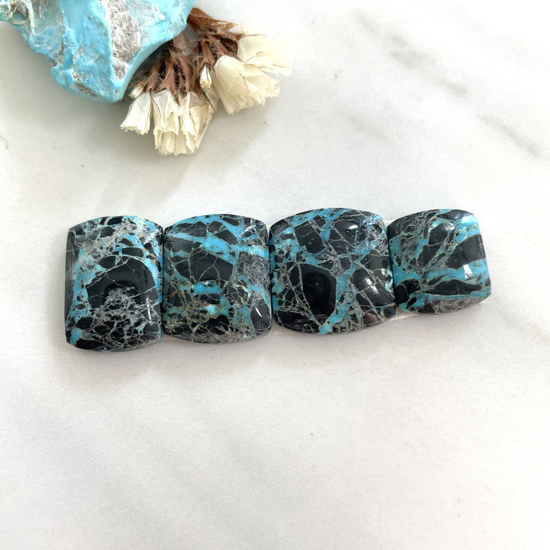 Medium Ocean Blue Mixed Yungai Turquoise, Set of 4 Background