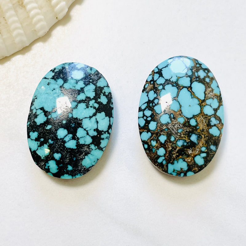 Large Sky Blue Oval Yungai Turquoise, Set of 2 Background