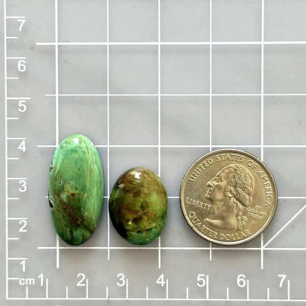 Large Sea Green Mixed Crescent Lake Variscite, Set of 2 Dimensions